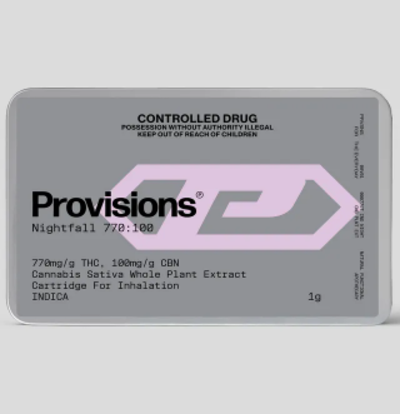 Provisions Nightfall 770:100 (Indica) 1g Vape Cartridge (770mg THC + 100mg CBN)