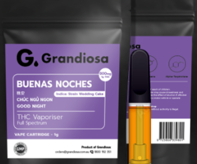 community photo of Grandiosa Grandiosa Vaporizer Buenas Noches 800mg THC 1g Indica - Wedding Cake Vapes 1