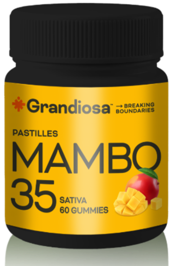 Grandiosa Grandiosa Pastilles • MAMBO 35 - Sativa • THC 35mg CBD 35mg CBN 35mg Mango Flavour