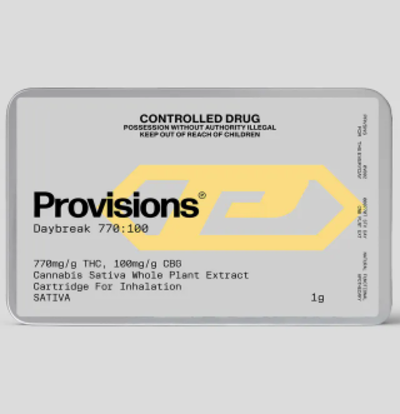 Provisions Daybreak 770:100 (Sativa) 1g Vape Cartridge (770mg THC + 100mg CBG)