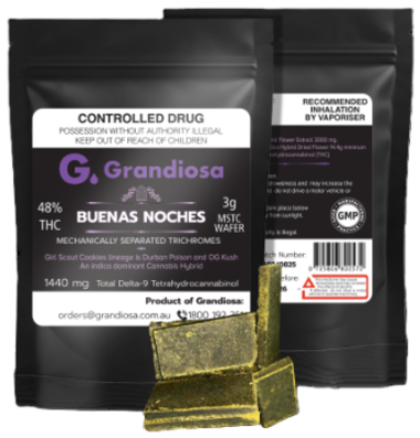 community photo of Grandiosa Grandiosa Hash • Buenas Noches • MSTC Wafer • 48% THC • 3g Hash 3g