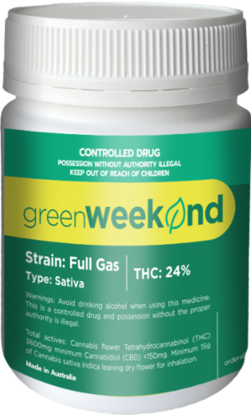 Grandiosa Green Weekend • Full Gas (Sativa Baby Buds) • 24% THC • 15g